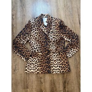 Extro&Vert Leopard Print Blazer Size US 6 Brown Animal Print Tailored Jacket